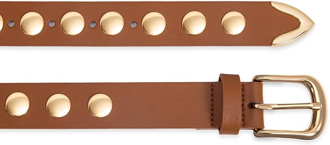VATAN Women Leather Belt for Jeans Dresses Pants Fashion Ladies Casual Waist Belt with Gold Buckle