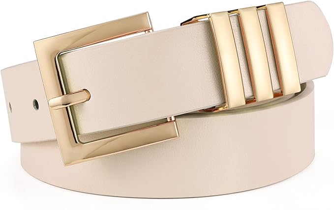 XZQTIVE Plus Size Women's Leather Belts for Jeans Pants Dress Fashion Ladies Waist Belt with Square Gold Buckle