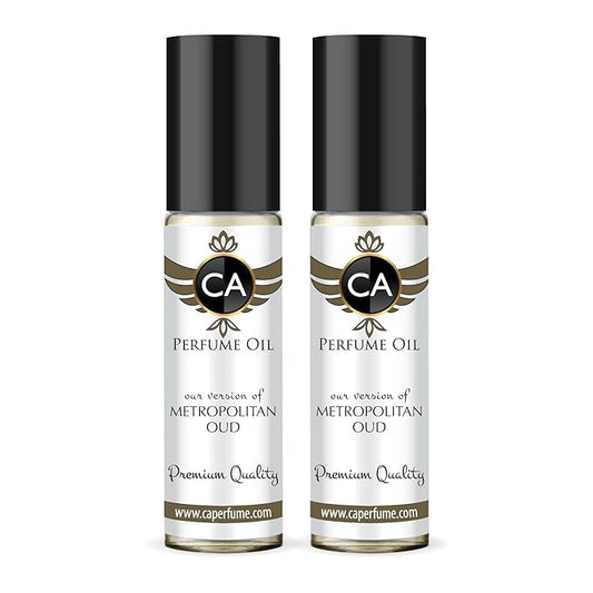 CA Perfume Impression of Metropolitan Oud for Women Eau De Parfum Amber Scent Long Lasting Perfumes for Women Travel Size TSA Ready for Day and Night Wear 0.33 Fl Oz 10ml (Pack of 2)