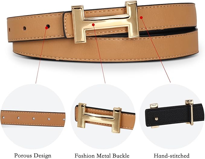 Relang Women's Belts with Gold Buckle, Fashion Waist Band, Elegant Ladies' Belt, Gift for Women