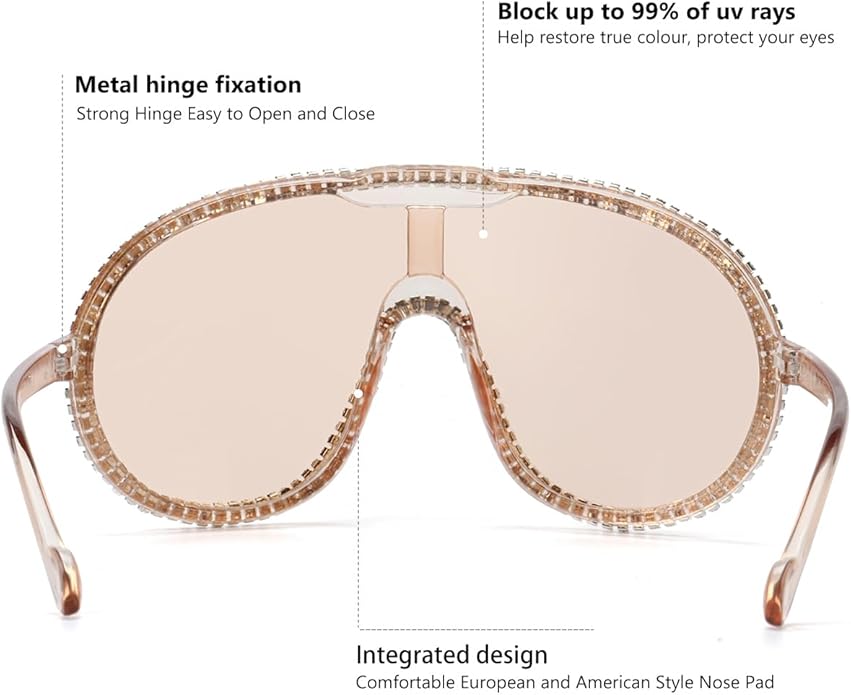 Trendy Oversized Sunglasses for Women Men Fashion Shield Aviator Sun Glasses UV400 Protection Goggles