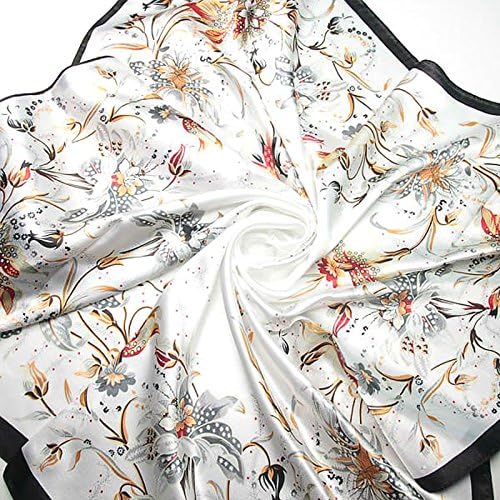 YOUR SMILE Silk Like Scarf Women's Fashion Pattern Large Square Satin Headscarf Headdress