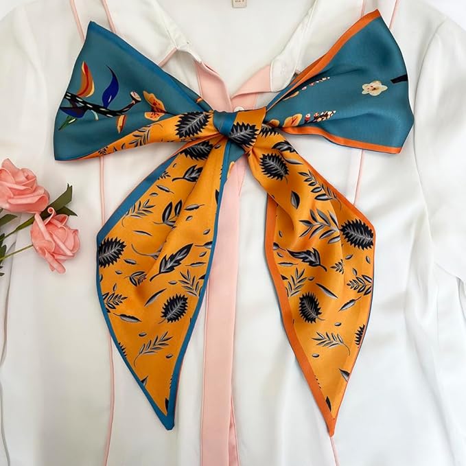 Silk Head Scarf for Hair Fashion Headwrap for Women Lightweight Neck Tie