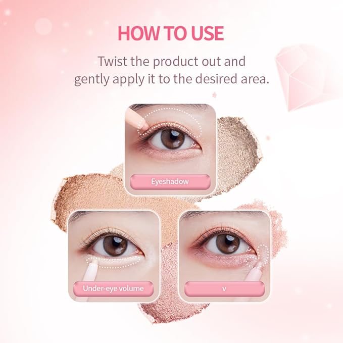 INGA Shine Eyes Stick Shadow - Creamy Shimmer Eyeshadow, Smudge-Proof, Easy-to-Blend, Long-Lasting Eye Makeup Stick with Precise Tip for Easy Application (Pure Rosy)