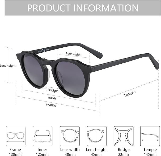 ZENOTTIC Vintage Round Polarized Sunglasses for Men Women UV400 Protection