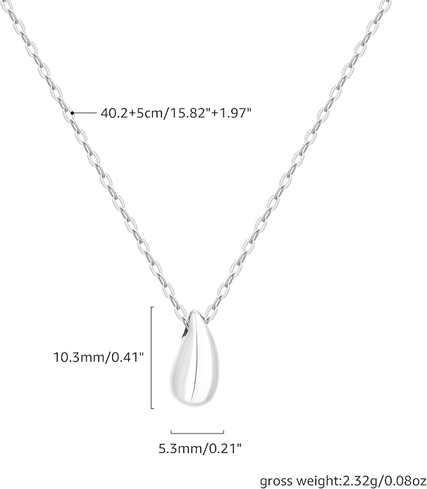 EVEYE S925 Sterling Silver Necklace For Women, Teardrop Pendant Necklaces, Pear Pendant Necklace Jewelry Minimalist style Gift