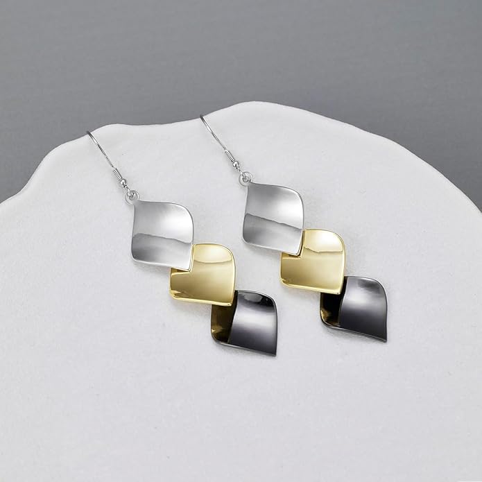 925 Sterling Silver Hooks Small Dangle Drop Earrings for Women Light Weight Tricolor Subtlety Small Fashion Dainty Perfect Jewelry for Gifts hypoallergenic Elegant Classical