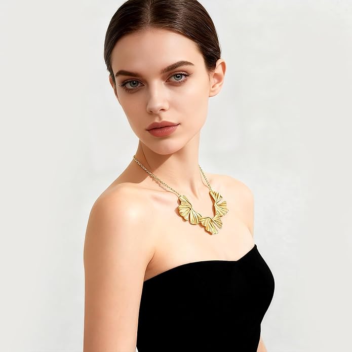 Statement Flower Necklace for Women Gold Plated Chunky Floral Collar Boho Choker Jewelry