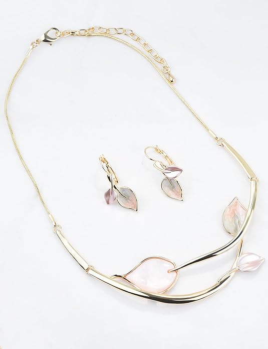Vintage Statement Jewelry Set Leaf Floral Bohemian Boho Statement Necklace Earring Set Crystal Fashion Costume Jewelry