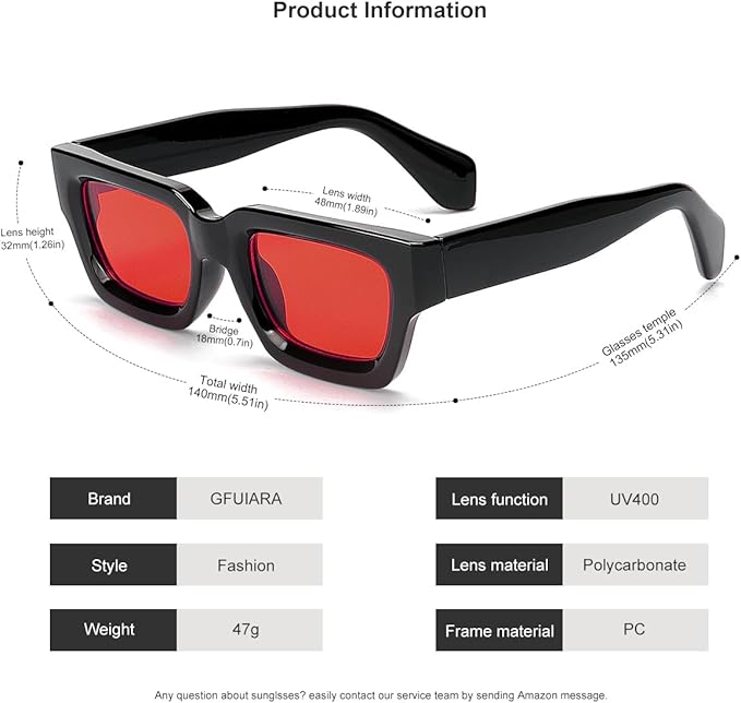 Trendy Square Sunglasses for Men Women Fashion Thick Rectangle Sun Glasses UV Protection Shades Designer Style