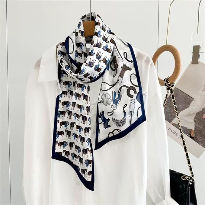 100% Mulberry Silk Ribbon Scarf for Hair Beach Head Wraps for Women Handbag accessories Necktie