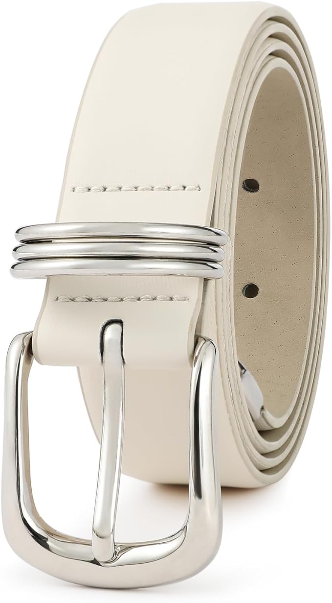 Women's Leather Belts with Gold Buckle Fashion Leather Waist Belt Elegant Ladies Belts for Jeans Dress & Casual Wear