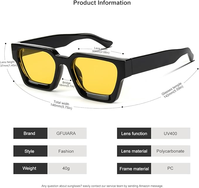 Trendy Square Sunglasses for Men Women Fashion Thick Rectangle Sun Glasses UV Protection Shades Designer Style