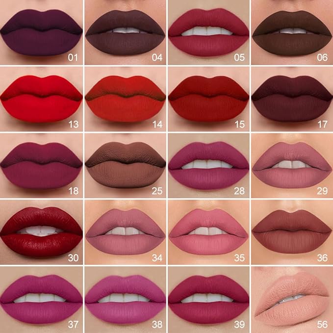 evpct 1Pcs Bright Fire Ruby Red Matte Lip Liner and Liquid Lipstick Stain Makeup Set for women, Red Long Lasting Smudge Proof Lipstick labiales matte mate larga duracion listip 24 hours originales,13#