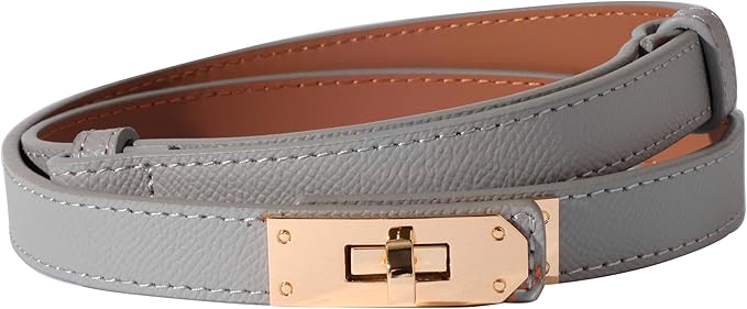 Women Skinny Leather Belt Solid Color Alloy Turn Lock Adjustable Waistband for Dresses Jeans Coats