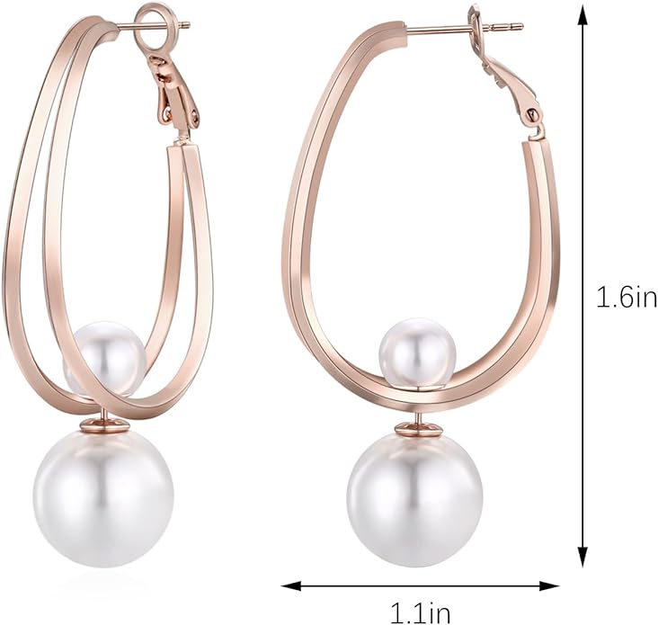 14k Gold Plated Lightweight Pearl Earrings,Trendy Jewelry,Teardrop Hoop Earrings for Women,Pearl Drop Earrings,Elegant Jewelry for Gifts