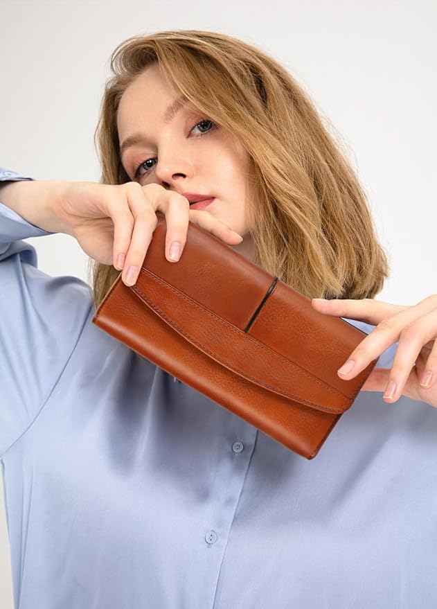 Wallets for Women Large Capacity Leather Clutch Wallet Card Organizer Women's Purse