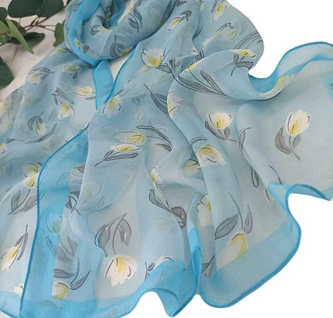 Pokeedioty Scarfs for Women Lightweight Scarves Elegant Floral Pattern Sheer Scarfs Shawls Wraps