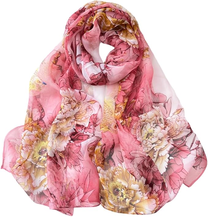 Pokeedioty Scarfs for Women Lightweight Fashion Scarves Elegant Floral Pattern Sheer Scarfs Sunscreen Shawls Wraps