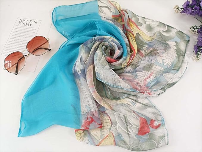 Pokeedioty Scarfs for Women Lightweight Fashion Scarves Elegant Floral Pattern Sheer Scarfs