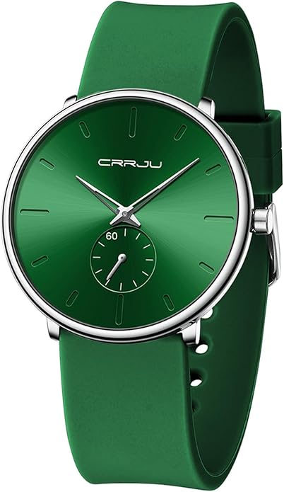 CRRJU Men’s Women Watch Casual Stylish Waterproof Quartz Unisex Wristwatches, Ultra Thin Watches for Men Women, Colorful Silicone Band