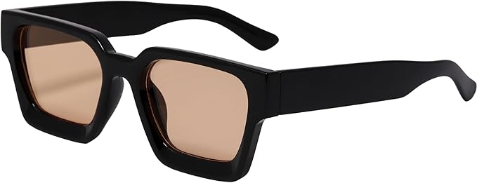 Retro Square Frame Sunglasses for Women Men Fashion Chunky Rectangle Sun Glasses UV400 Protection