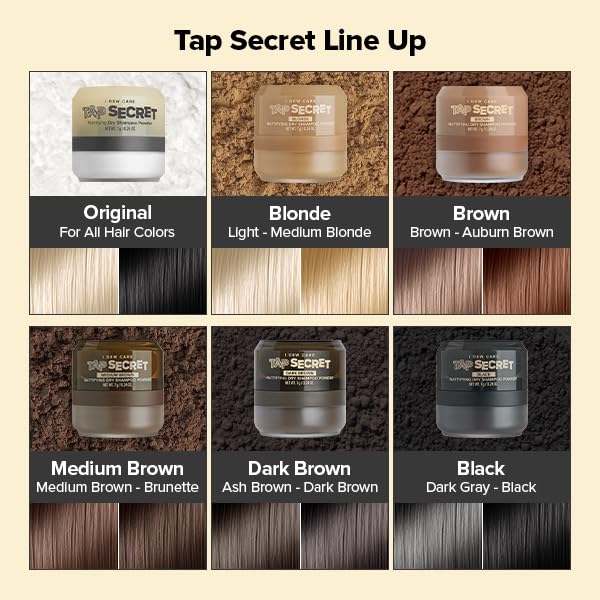 I DEW CARE Biotin Clarifying Dry Shampoo - Tap Secret Dark Brown | Strengthening & Volumizing, Powder Type, Refillable, Travel size, Non-aerosol, Brunette, Korean Ginseng, 0.24 oz