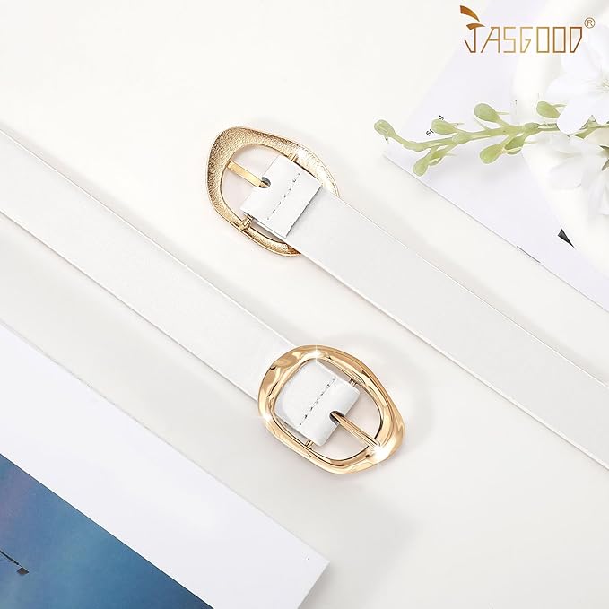 JASGOOD 3 Pack Women Belts for Jeans Pants Ladies Leather Waist Belt Casual Fashion Trend Belt for Women with Gold Buckle