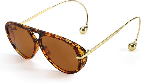 SODQW Oversized Aviator Sunglasses for Women With Earring Trendy Large Big XL Size 2025 Designer Ladies Shades
