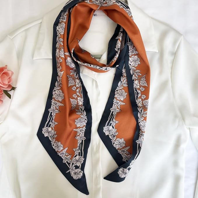 Silk Head Scarf for Hair Fashion Headwrap for Women Lightweight Neck Tie
