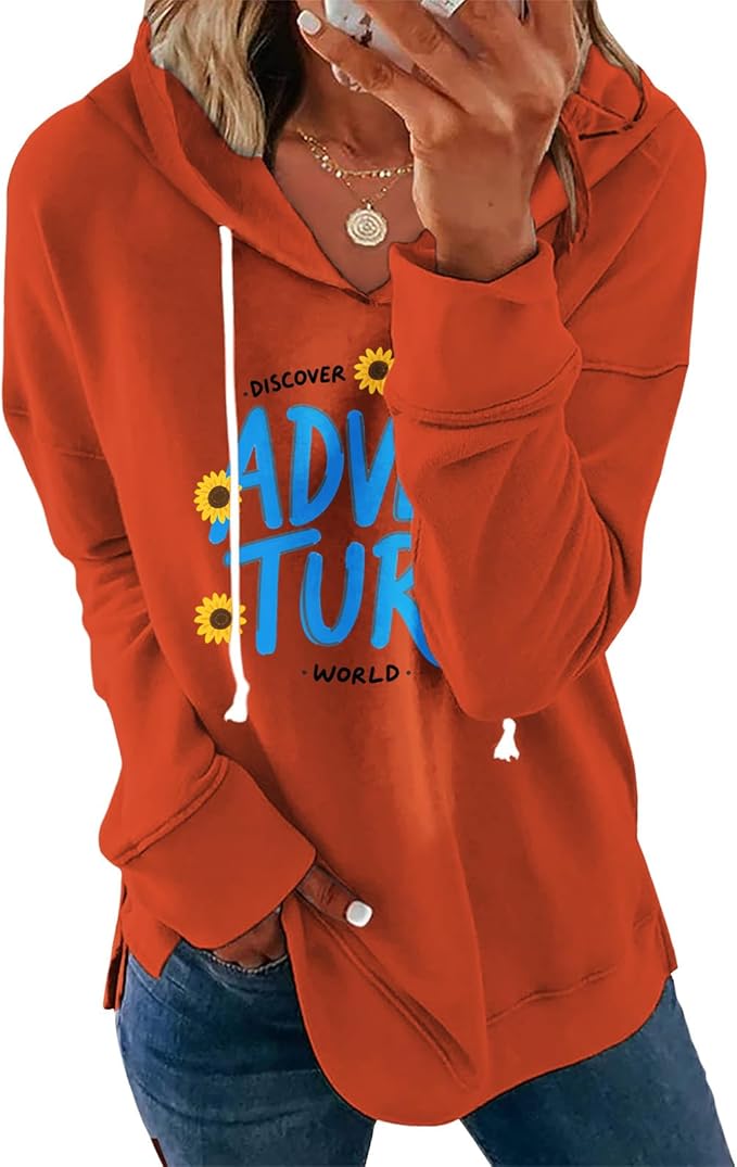 Women's Brown Mandala Print Hoodie Long Sleeve Loose Fit Pullover Sweatshirt With Drawstring For Fall Winter