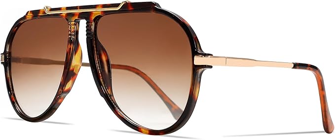 Oversized Aviator Sunglasses for Women Men 2026 70s Retro Gold Metal Sun Glasses Tangle Free Square Aviators