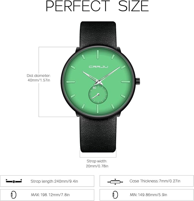 Mens Watches Ultra-Thin Minimalist Waterproof-Fashion Wrist Watch for Men Unisex Dress with Leather Band