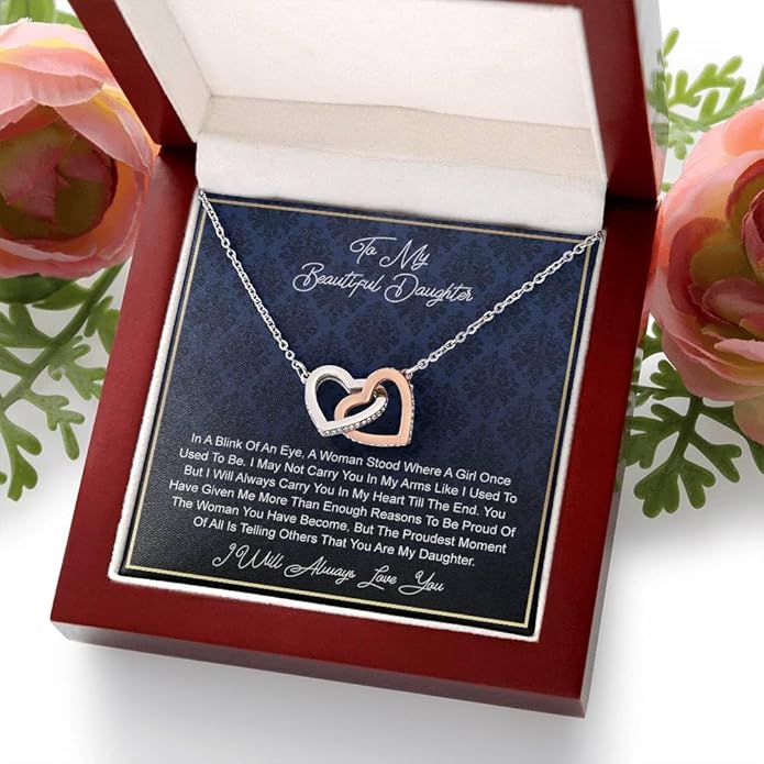 VIRAGIL To My Daughter Gift Necklace From Dad or Mom - Badass Daughter Jewelry With Heartfelt Message & Elegant Box