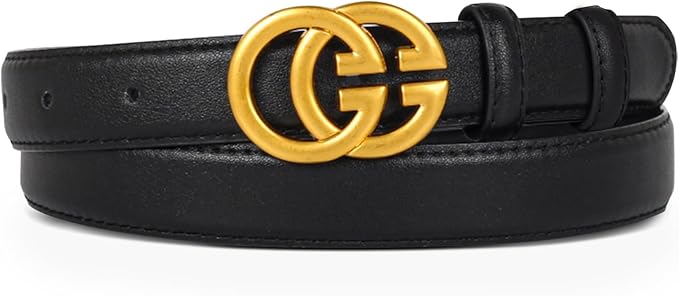 Women's Fashion Classic Metal Buckle Leather Belt with Jeans Dress