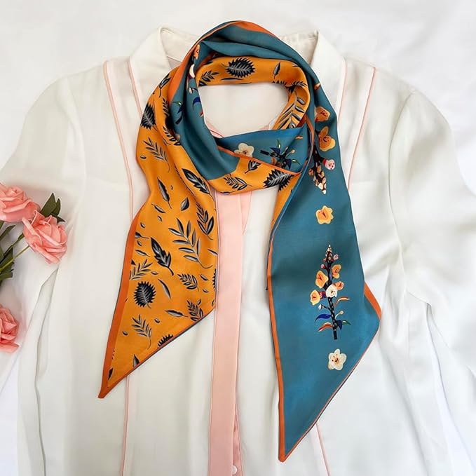 Silk Head Scarf for Hair Fashion Headwrap for Women Lightweight Neck Tie