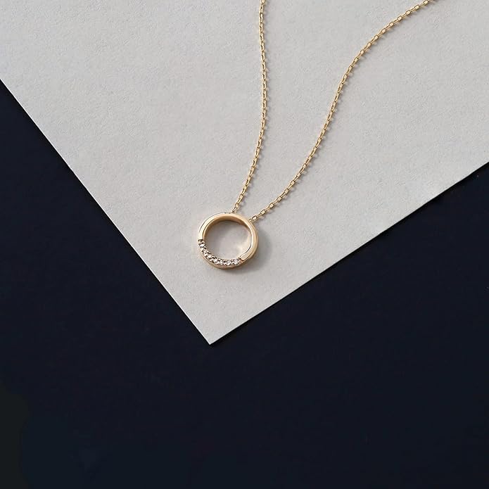 Gelin Diamond Circle Necklace in 14K Solid Gold