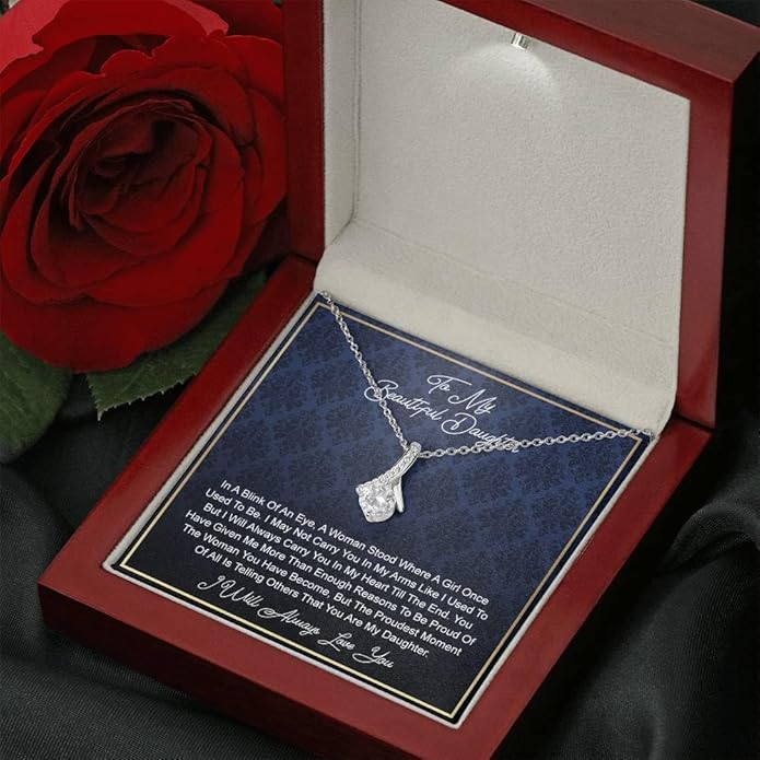 VIRAGIL To My Daughter Gift Necklace From Dad or Mom - Badass Daughter Jewelry With Heartfelt Message & Elegant Box
