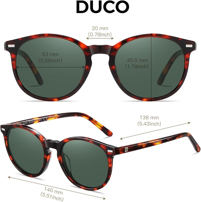 DUCO Polarized Sunglasses for Women Retro Round Women's Sunglasses Classic Vintage UV400 Shades DC1230