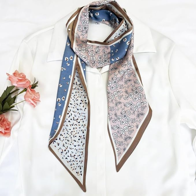 Silk Head Scarf for Hair Fashion Headwrap for Women Lightweight Neck Tie