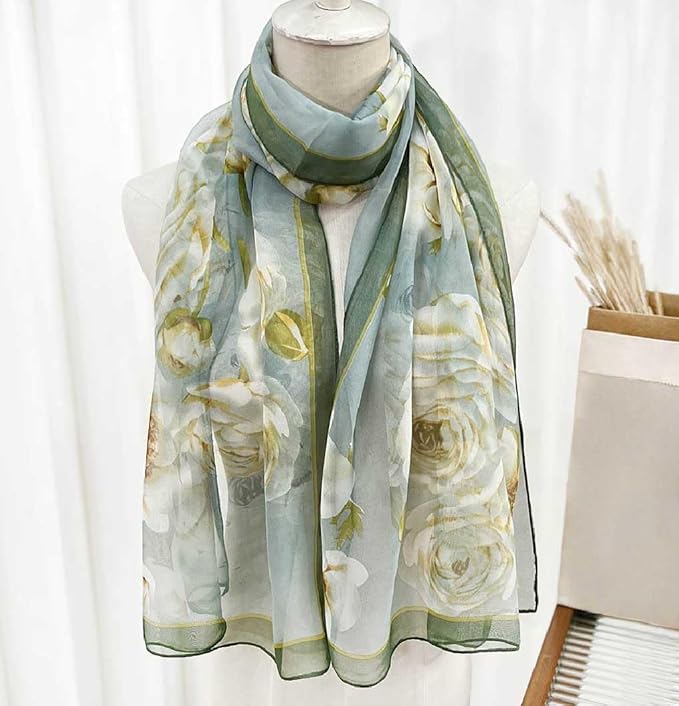 Xyueanlo Scarfs for Women Lightweight Fashion Floral Printed Scarves Neck Scarf Sunscreen Wraps Shawls