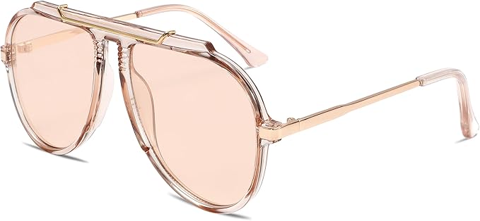 Oversized Aviator Sunglasses for Women Men 2026 70s Retro Gold Metal Sun Glasses Tangle Free Square Aviators