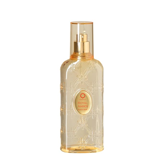 Orientica Luxury Royal Amber Body Mist - Bergamot, Green, Melon, Pineapple, Gourmand, Amber, Woody, Vanilla, Musk - Arabic Perfume for Men & Women – 8 Oz / 236ml