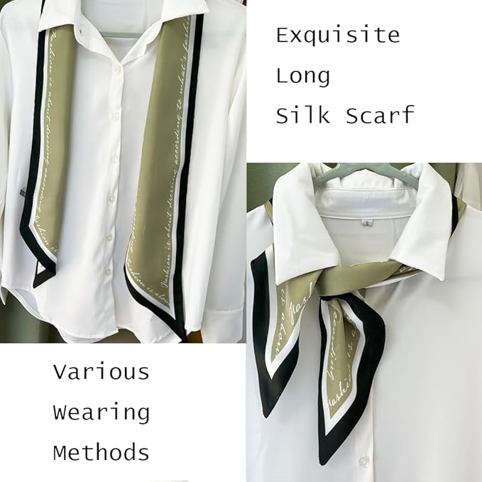 Silk Head Scarf for Hair Fashion Headwrap for Women Lightweight Neck Tie