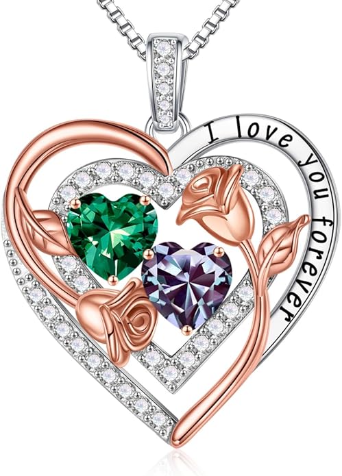 Iefil Mothers Day Gifts for Wife - Sterling Silver Birthstone Necklace Birthday Gifts for Her Wife