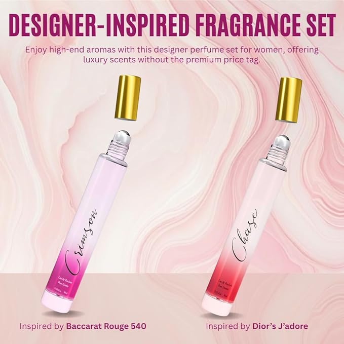 Rollerball Perfume Set for Women – INSPIRED by A WORLD RENOWNED WOMEN'S PERFUME – Jasmine, Musk, Yuzu, Vanilla – Sweet, Elegant, Floral, Long-Lasting Eau De Parfum (0.33fl oz/10ml) x4