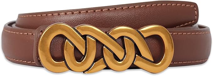Women's Fashion Classic Metal Buckle Leather Belt with Jeans Dress