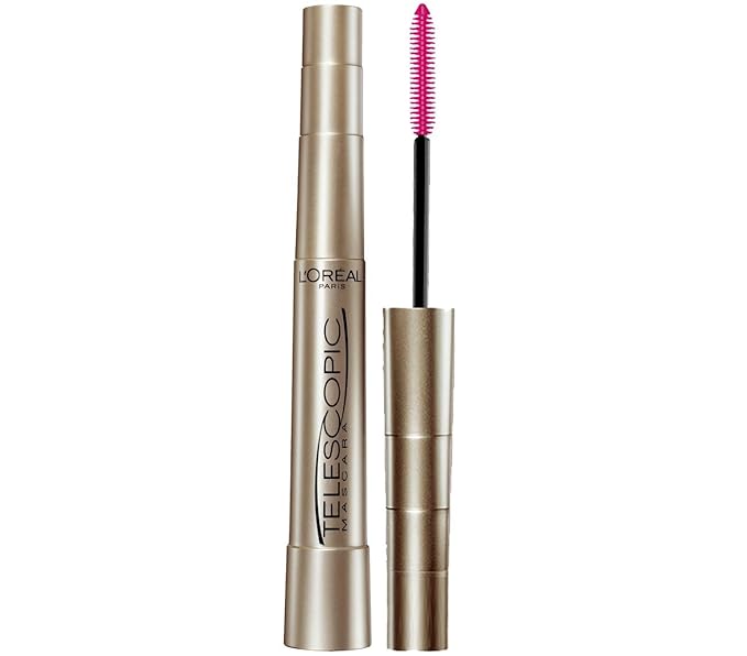 L'Oreal Paris Makeup Telescopic Original Lengthening, Lash Separating Mascara with Dual Precision Brush, Washable, Blackest Black, 0.27 Fl Oz., 1 Count