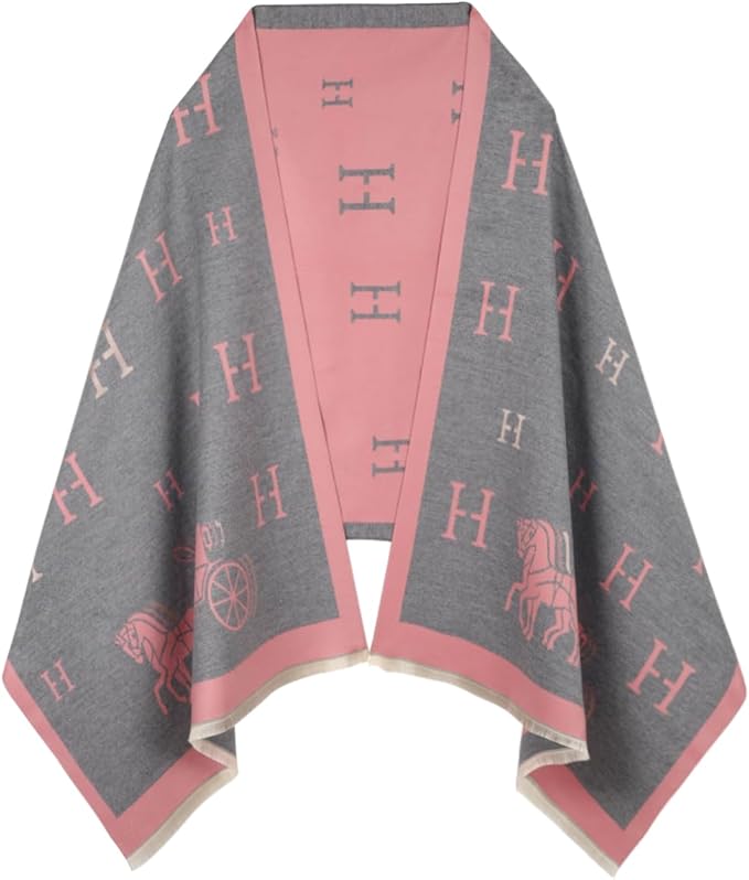 EXTREE Scarfs for Women Pashmina Silky Shawl Wrap for Evening Dressing Blanket Open Front Poncho Cape