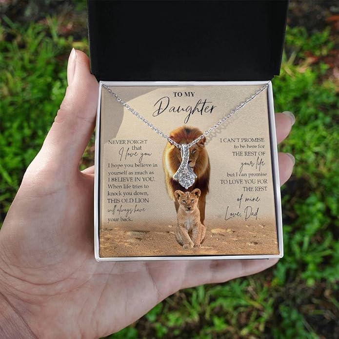 VIRAGIL To My Daughter Gift Necklace From Dad or Mom - Badass Daughter Jewelry With Heartfelt Message & Elegant Box